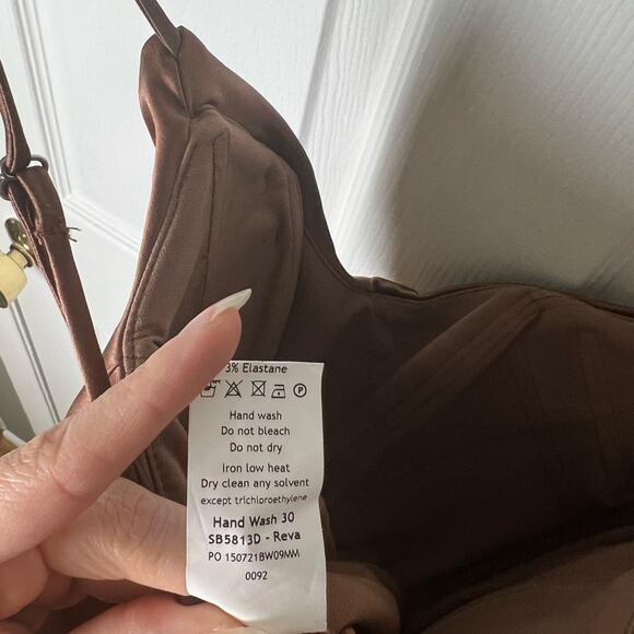 House of CB Satin Reva Sleeveless Toffee Balcony Corset Midi Dress XS - Picture 8 of 9